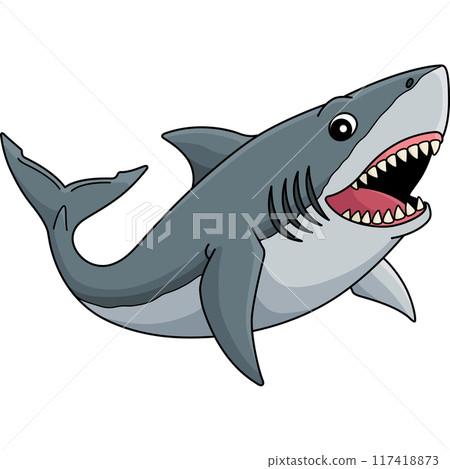 Great White Shark Cartoon Colored Clipart  117418873