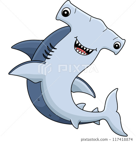 Hammerhead Shark Cartoon Colored Clipart  117418874