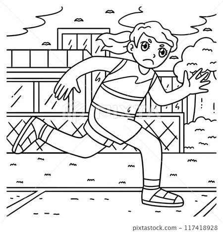 Track and Field Female Athlete Running Coloring Track and Field Female Athlete Running Coloring 117418928
