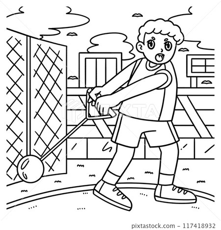 Track and Field Athlete in Hammer Throw Coloring  117418932