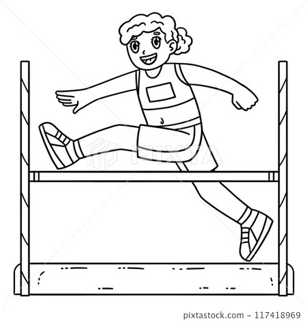 Track and Field Female Jumping Obstacle Isolated Track and Field Female Jumping Obstacle Isolated 117418969
