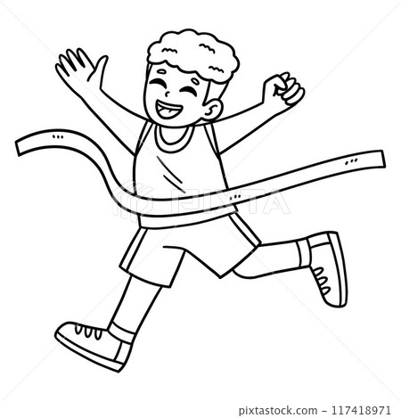 Track and Field Athlete Winning Marathon Isolated  117418971