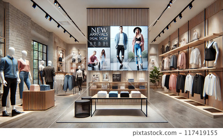 Digital signage installed in an apparel shop Digital signage installed in an apparel shop 117419155