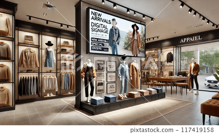 服飾店安裝的數位看板 服飾店安裝的數位看板 117419158