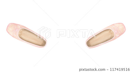 Pink ballet shoes in second position 117419516