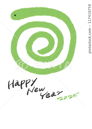 Stylish swirling snake New Year's card 2025 117419759
