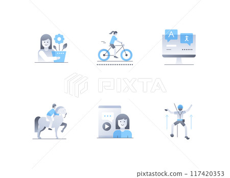Active entertainment and recreation - flat design style icons set 117420353