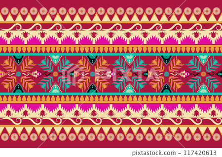Ethnic Pattern. Ethnic India geometric pattern oriental style for tile and textile decoration. Ethnic Pattern. Ethnic India geometric pattern oriental style for tile and textile decoration. 117420613