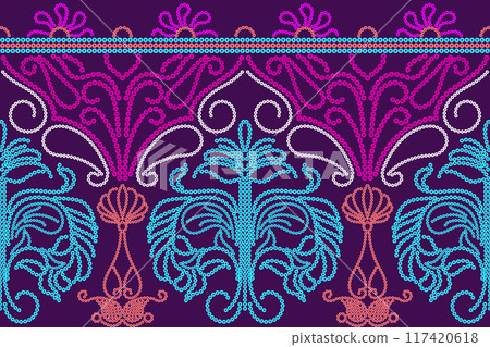 Ethnic Pattern. Ethnic India Bhandhani seamless pattern for embroidery, textile decoration and tile design. 117420618
