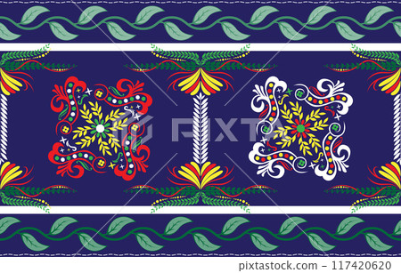 Ethnic Pattern. Ethnic India seamless pattern design oriental style. Damask India Motif. Ethnic Pattern. Ethnic India seamless pattern design oriental style. Damask India Motif. 117420620