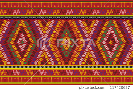 Ethnic Pattern. Ethnic India geometric pattern oriental style for tile and textile decoration. 117420627