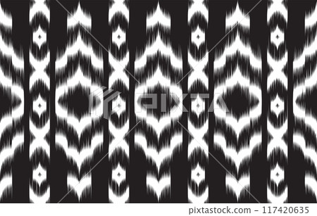 Ethnic Pattern. Ethnic India Ikat seamless pattern design. Indian traditional embroidery vector background. India ornament for tile pattern, textile decoration. Ethnic Pattern. Ethnic India Ikat seamless pattern design. Indian traditional embroidery vector background. India ornament for tile pattern, textile decoration. 117420635