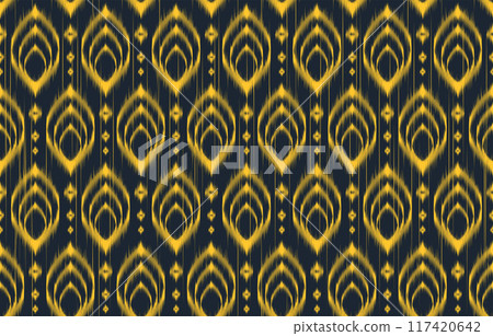 Ethnic Pattern. Ethnic India Ikat seamless pattern design. Indian traditional embroidery vector background. India ornament for tile pattern, textile decoration. 117420642