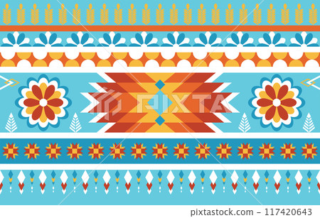 Ethnic Pattern. Ethnic India geometric pattern oriental style for tile and textile decoration. 117420643