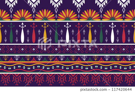Ethnic Pattern. Ethnic India geometric pattern oriental style for tile and textile decoration. Ethnic Pattern. Ethnic India geometric pattern oriental style for tile and textile decoration. 117420644