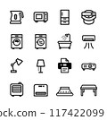 Appliances and furniture vector icon set 117422099
