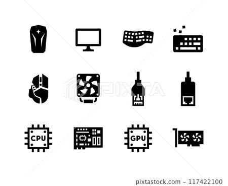 Set of vector icons about gaming pc 117422100