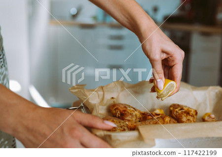 baked chicken in oven at home 117422199