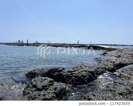夏季鹿兒島的海、晴空和地平線 夏季鹿兒島的海、晴空和地平線 117423039