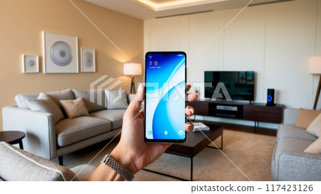 Internet of Thing. IOT technology for controlling everything. Smart home AI. 117423126