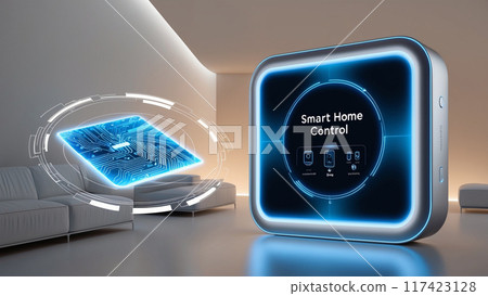 Internet of Thing. IOT technology for controlling everything. Smart home AI. 117423128