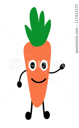 Friendly Carrot Element. Vegetable Vegan raw. Vegetarian food. Farm market product. Vector flat illustration. Friendly Carrot Element. Vegetable Vegan raw. Vegetarian food. Farm market product. Vector flat illustration. 117423173