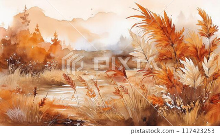 秋天的風景與蒲葦 秋天的風景與蒲葦 117423253