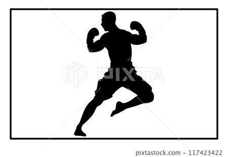 Boxing Man silhouette , kickbox silhouette, boxing gloves silhouette Boxing Man silhouette , kickbox silhouette, boxing gloves silhouette 117423422