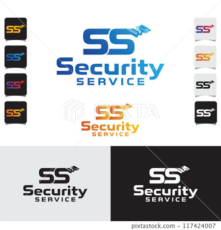 SS Letter With Shield CCTV Camera Security Service Logo Template	 117424007