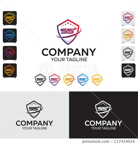 SS Letter Typography Security Service Logo Template	 117424024