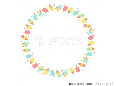 Ice cream pattern circular frame illustration 117424042