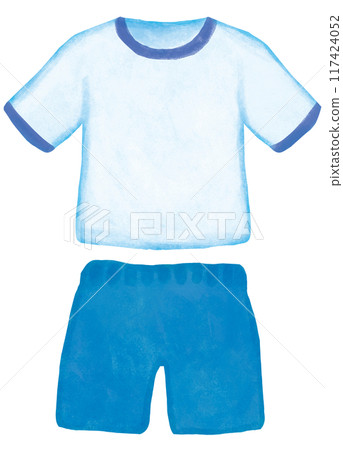 Simple gym uniform illustration: short sleeves and shorts 117424052
