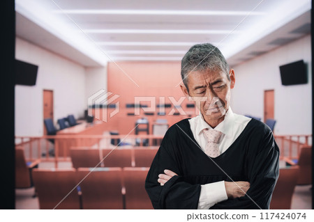 法庭上的年長法官 117424074