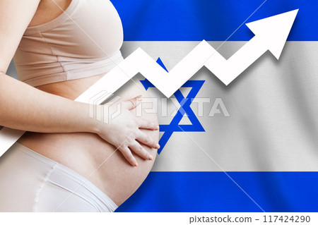 Israel Increasing Birth Rates. Demographics and pregnancy in Israel concept. 117424290