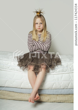 Little tired child girl at home Little tired child girl at home 117424334