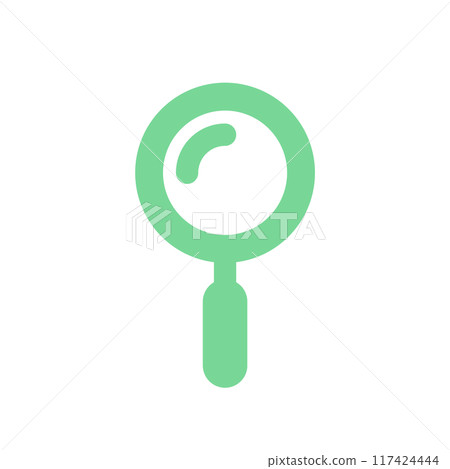 Simple green magnifying glass icon - Image material for searching, observing and analyzing information 117424444