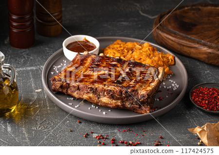 German patronentasche josper rack of pork ribs 117424575