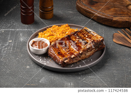 German patronentasche josper rack of pork ribs 117424586