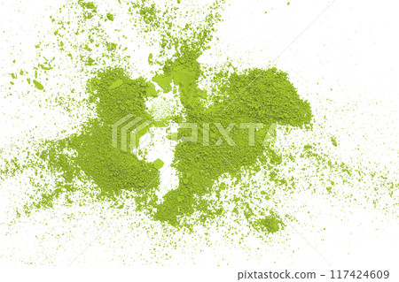 Green powder isolated on white background 117424609