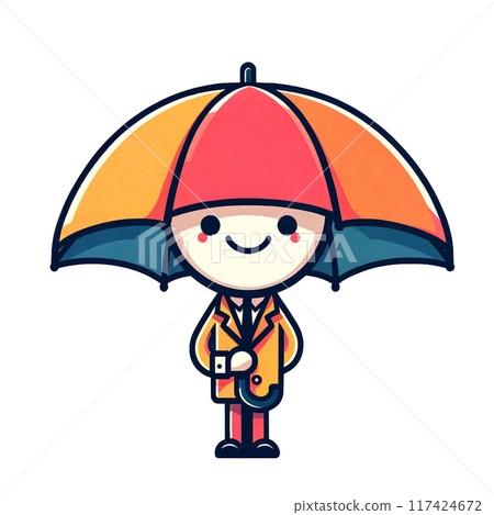 帶著雨傘微笑的人物 117424672