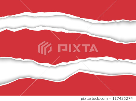 Torn paper background illustration set: Stylish vector design with torn red texture and shadows. 117425274
