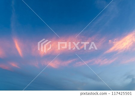Serene Sunset Sky with Vibrant Hues. Yilan County, Taiwan. Serene Sunset Sky with Vibrant Hues. Yilan County, Taiwan. 117425501