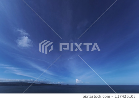Rising cumulonimbus clouds and radially spreading cirrus clouds, summer, ultra-wide-angle, sky-focused, 240727am 117426105