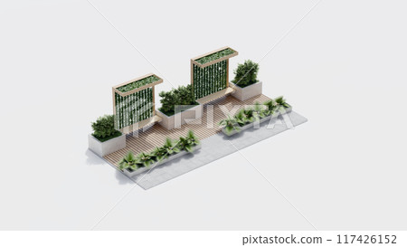 isometric top view architecture garden park landscape terrace nature design modern 3d render. 117426152