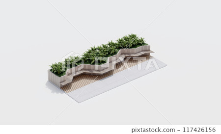 isometric top view architecture garden park landscape terrace nature design modern 3d render. 117426156