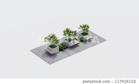 isometric top view architecture garden park landscape terrace nature design modern 3d render. 117426158