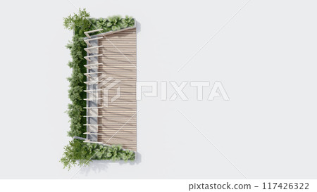 top view architecture garden park landscape terrace nature design modern 3d render. garden tropical environment outdoor exterior tree plant branch wood concrete decoration. park concept empty. top view architecture garden park landscape terrace nature design modern 3d render. garden tropical environment outdoor exterior tree plant branch wood concrete decoration. park concept empty. 117426322