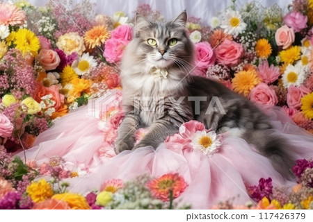 Front portrait of young cat princess 117426379