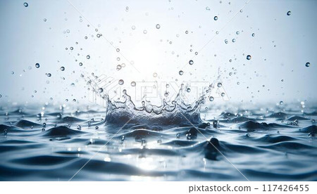 水滴落在水面上，濺起水花 117426455