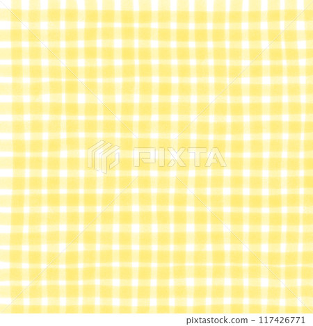 Yellow Gingham Check Hand Drawn Background Overlay 117426771